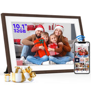 GIROOL GL-101KZ-WW Digital Picture Frame, 10.1-Inch IPS HD Touchscreen, 32GB Memory, Woodgrain White