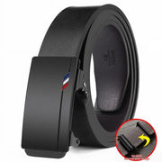 Senbaidali JW020 Men's Casual Belt with Toothless Automatic Buckle, 110cm, Solid Pattern