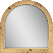 Beautiful by Drew Barrymore 556375 Burlwood Arched Vanity Decorative Mirror, Matte Wood Frame, 22 in, Wall-Mount