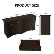 Homall SD-0158 6 Drawer Wood Dresser Furniture, Double Tier Storage Cabinet, Brown Finish