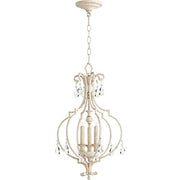 Quorum Lighting Three Light Entry Pendant with Persian White Finish and Decorative Crystal Accents