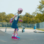 Roller Derby Switch Combo Adjustable Skates, 2-in-1 Training and Inline, Pink, Medium 13-3, with Protective Gear W174GM