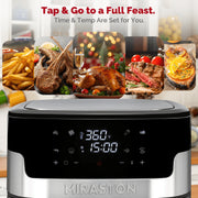 MIRASTON 8.5-Quart Air Fryer, 1500W, Stainless Steel, 8 Preset One-Touch Controls, Dishwasher-Safe Basket, MS-1806