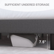 Lecuneey Twin Size Platform Bed Frame with Upholstered Gray Headboard and Under Bed Storage