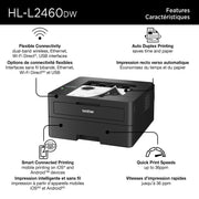 Brother HL-L2460DW Wireless Compact Monochrome Laser Printer with Duplex, Mobile Printing, Black & White Output
