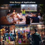 JYX Portable Bluetooth Party Speaker, 40W Deep Bass, RGB Light Show, Dual Wireless Microphones, 8-Hour Playtime, Black, T30-T