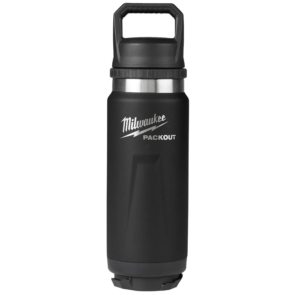 Milwaukee 48-22-8396B PACKOUT 24 oz Black Insulated Bottle with Chug L ...