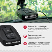 Cobra RAD 490i Radar Detector with Long-Range Front and Rear Laser Detection, Bluetooth Connectivity, Apple CarPlay Support, Black
