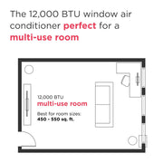 Frigidaire Window Air Conditioner with Supplemental Heat, 12,000 BTU Cooling, 11,000 BTU Heating, Remote Control, Eco Mode, 3 Fan Speeds, White, FHWH124WB2