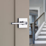 Kwikset Lisbon Square Keyed Entry Door Lever with SmartKey Security, Venetian Bronze, Reversible Handle, Adjustable Latch, 97402-840