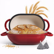 Daluvenix 2qt Enameled Cast Iron Dutch Oven, Nonstick Bread Oven with Lid, Red, DA-KI02076RE