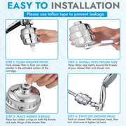 E.Mishan & Sons Everglow Shower Filter, Multi-Stage Filtration, Vitamin C Infused, Chrome, 4.7 in