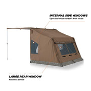 Oztent 30 Second Expedition Tent, Waterproof, Free Standing, Green, 8 ft Wide x 6.6 ft Deep x 6.6 ft High with Awning