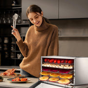 Cercker Food Dehydrator, 400W, 5 Stainless Steel Trays, Adjustable Thermostat 70-190F, 24H Timer, Transparent Glass Door, DBC-05A