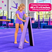Justice 8ft Folding Gymnastics Balance Beam, High-Density EVA Core, Anti-Slip Suede Surface, Lavender, Portable Design