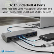 Plugable Thunderbolt 4 Docking Station, 11 Ports, 100W Charging, Dual 4K or Single 8K Display, 2.5G Ethernet, USB 3.0, HDMI, SD Card Reader, Audio Jack, TBT4-UDX1