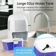 Pro Breeze Mini Portable Dehumidifier, 18oz Capacity, Ultra Quiet Peltier Technology, Covers 430 Sqft, White