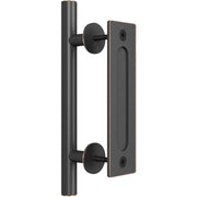 Miseno Barn Door Handle Pull Set, 7 Inch Center to Center, Oil Rubbed Bronze, Alloy Steel, Modern Rectangular Design, MBD5830