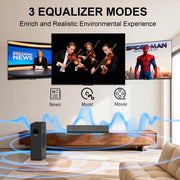 Jierben 120W 2.1 Channel Sound Bar with Wireless Subwoofer, Bluetooth 5.4, Multiple Inputs, Black, SP05
