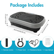 Baokaler Rican Vibration Plate Exercise Machine, Full-Body Workout, 300 lb Capacity, 200W Power, LCD Display, Resistance Bands, Silver-White