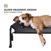 Veehoo Cooling Elevated Dog Bed, Outdoor Raised Cot with Chew-Proof Breathable Mesh, Slope Headrest, Non-Slip Feet, X-Large, Black, CWC2204CP30XL