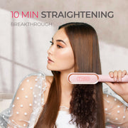 TYMO HC100G Ring Hair Straightener Brush, Flat Iron Comb with 5 Temperature Settings, Pink