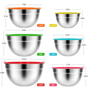 TINANA MBS6pack-006 Stainless Steel Mixing Bowls Set, 6Pack-Multi