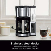 Ninja CE250 12-Cup Programmable Coffee Brewer, 2 Brew Styles, Adjustable Warm Plate, 60oz Water Reservoir, Black/Stainless Steel