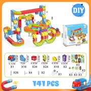 BRISTLIX 141PCS Electric Train Set with Flexible 3D Magnetic Race Track STEM Toy for Kids Ages 3-8, 699-68A