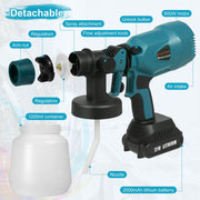 EZBY EZBY-05A 800W Electric Paint Sprayer with 1200ML Container& 2 Batteries, Blue