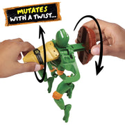 Playmates Toys Tales of Teenage Mutant Ninja Turtles Mutations Deluxe 5.5 in Michelangelo Pet to Ninja Action Figure with Transforming Bo Staff, Pizza Shuriken, and Display Stand