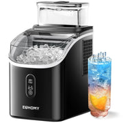EUHOMY Ice Cube Maker Machine Countertop, 34lbs Per Day, Dual Water Tanks, Adjustable Ice Thickness, 24-Hour Timer, Auto-Cleaning, Black, IM-FM