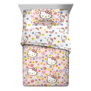 Hello Kitty 6-Piece Queen Bed In A Bag Bedding Set with Reversible Comforter and Bonus Tote in Pretty Blooms