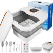 UNIFULL DDZYP-06-White Collapsible Foot Spa Bath with Fast Heating, Motorized Shiatsu Massage, Temperature Control, Pedicure Kit, White, DDZYP-06-White