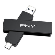 PNY Duo Link V3 USB 3.2 Gen 2 Flash Drive, 256GB, Dual Type-C and Type-A Connectors, Metal Swivel Design, Extreme Read/Write Speeds 1000/800MB/s