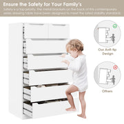 Homfa 7 Drawer White Dresser, Wood Storage Cabinet with Upgraded Stable Base, Soft Close Drawers, Vertical Chest for Bedroom and Living Room