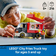LEGO City Fries Food Truck Toy Building Set, 216 Pieces, Multicolor, Ages 5+, Includes 2 Minifigures and Detachable Kiosk, 6585628