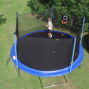 Mersco 14ft Backyard Trampoline with Galvanized Steel Frame, Enclosure Net, Basketball Hoop, Blue