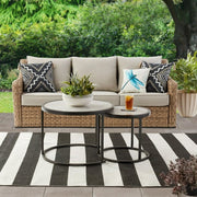 Better Homes & Gardens BHD336157386101 River Oaks Outdoor Sofa & 2 Nesting Tables with Patio Cover, Natural