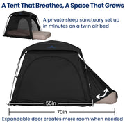 Knocloc Blackout Sleep Tent for Toddler Travel Bed, Kids Air Mattress & Cot, CPC Certified Baby Sleep Pod with Fan Pouch, Breathable, Portable, Easy Setup