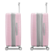 American Tourister Color Waves Medium Checked Expandable Luggage Suitcase, Light Pink, 360-Degree Spinner Wheels