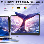 Shenzhen Baijiayoupu Technology S8 PRO SIAVIALA Laptop Screen Extender 0.17 Inch Ultra-Thin, 14 Inch 1080P FHD IPS Portable Monitor