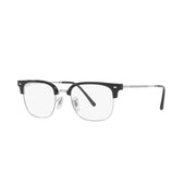 Ray-Ban RX7216 Unisex New Clubmaster Square Eyeglasses, Black on Silver Frame, 49 mm