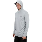 Aftco Air-O Mesh Hooded Fishing Shirt, UPF 50 Sun Protection, Quick Dry, DWR Stain Resistant, Thumb Loops, Lightweight Breathable Fabric, X-Large, Hint of Mint Heather, 81318237