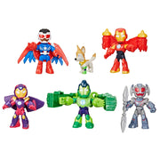 Hasbro Marvel Iron Man and His Awesome Friends Armored-Up Avengers Pack, 3-Inch Poseable Action Figures with Detachable Armor Accessories, 6-Pack