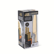 Thyme & Table 12-Piece Knife Block Set with Stainless Steel Blades, Gold Finish Handles, Acacia Wood Block