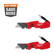 Milwaukee Fastback 6-In-1 Folding Utility Knife, Silver, Pack of 2, 48-22-1505D