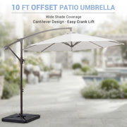 Napwant 10ft Cantilever Patio Umbrella with Beige UV-Resistant Polyester Canopy, Crank and Tilt Mechanism, Rust-Resistant Steel Frame, 4-Piece Weighted Base Included