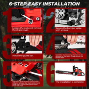 Saker 58cc Gas Chainsaw, 3.2HP 2-Cycle Engine, 20-Inch Manganese Steel Bar, Anti-Vibration Rear Handle, Safety Chain Brake, Model 5800