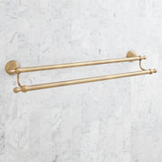 Signature Hardware Traditional Double Towel Bar, 26-3/4 in, Aged Brass Finish, Metal Construction, 955107